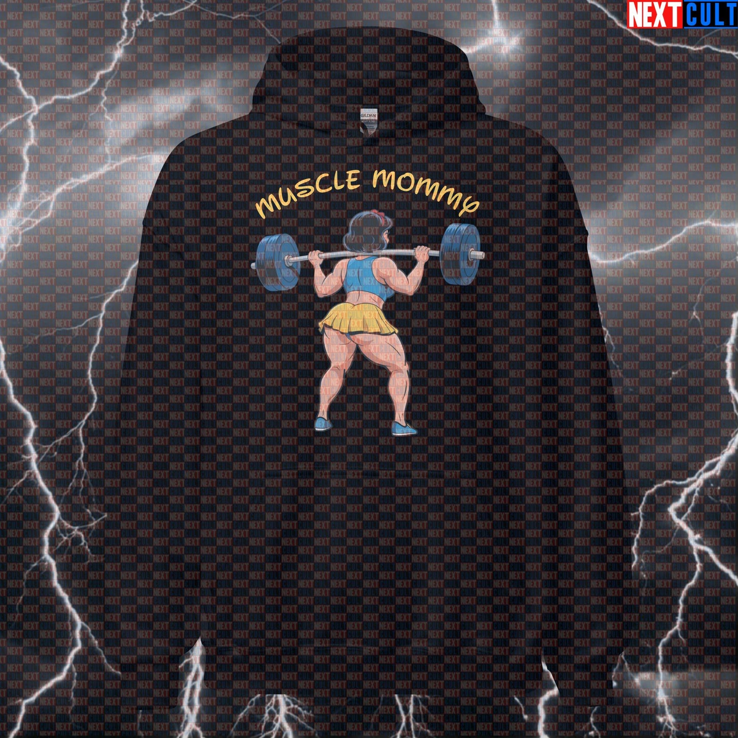 Muscle Mommy Gym Hoodie: Funny Snow White & Squats Workout Hooded Sweatshirt Hoodies Bodybuilding Films Fitness Gym Leg Day Powerlifting Pump Cover Workout Next Cult Brand