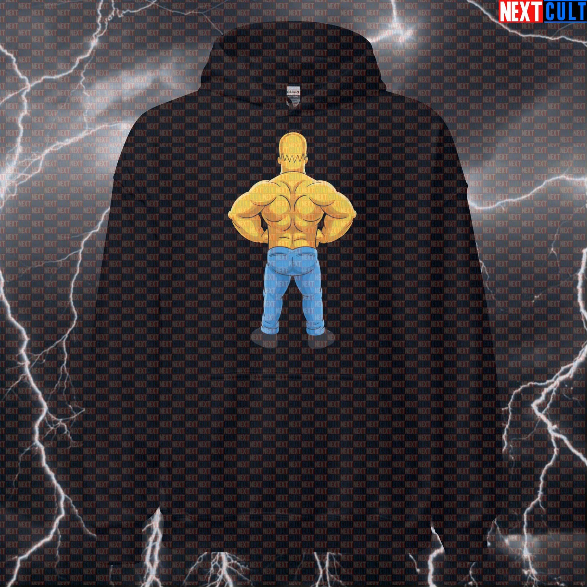Strong Back Bodybuilder Hoodie | Funny Gym Meme Hooded Sweatshirt | The Simpsons Workout Jumper Hoodies Bodybuilding Fitness Gym Pump Cover The Simpsons TV Workout Next Cult Brand
