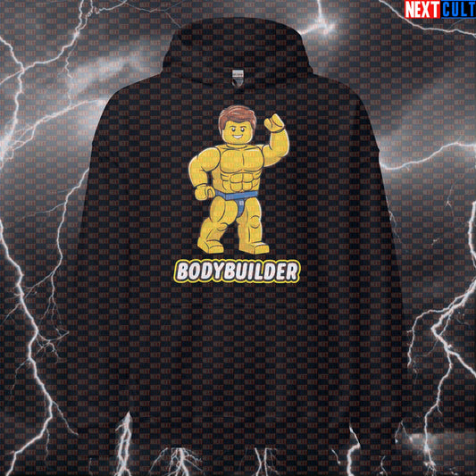 LEGO Bodybuilder Gym Hoodie | Funny Workout Hoodie For Lifters & Bodybuilding Meme Fans | Hooded Pullover Hoodies Bodybuilding Fitness Gym LEGO Pump Cover Workout Next Cult Brand
