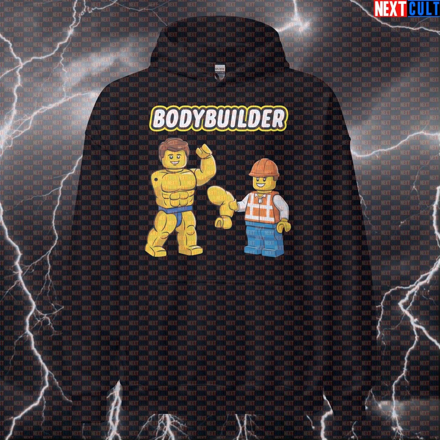 Body Under Construction Gym Hoodie | LEGO Bodybuilding Meme Pullover For Lifters & Fitness Fans Hoodies Bodybuilding Fitness Gym LEGO Pump Cover Workout Next Cult Brand