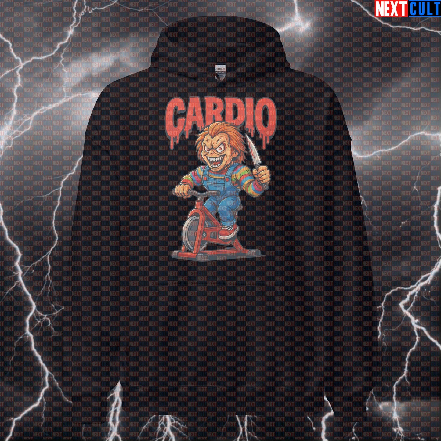 Don't Skip Spin Class Horror Hoodie | Funny Chucky Cardio Meme Gym Pullover Hoodies Cardio Films Fitness Gym Halloween Pump Cover Workout Next Cult Brand