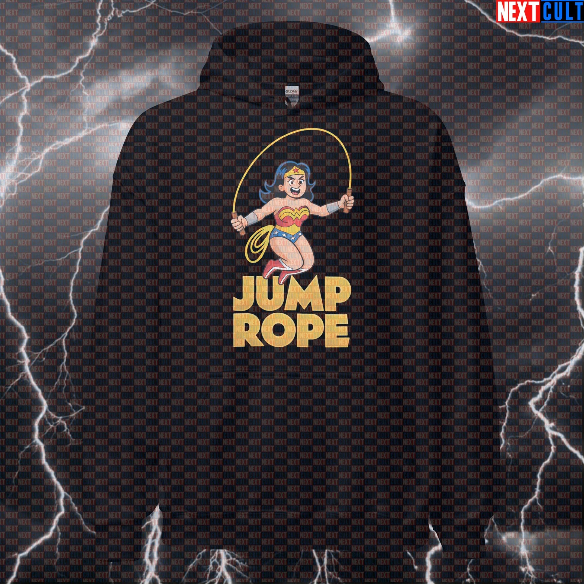 Jump Rope Wonder Woman Funny Gym Hoodie | Superhero Cardio Workout Pullover Hoodies Cardio Films Fitness Gym Justice League Pump Cover Superheroes Wonder Woman Workout Next Cult Brand