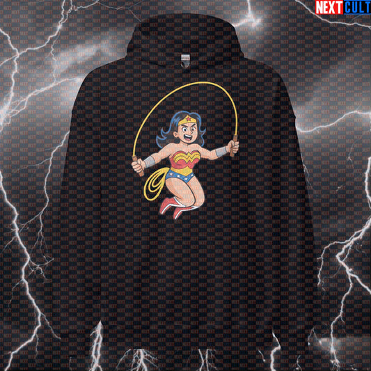 Wonder Woman Jumprope Gym Hoodie | Superhero Cardio Meme Workout Pullover Hoodies Cardio Films Fitness Gym Justice League Pump Cover Superheroes Wonder Woman Workout Next Cult Brand