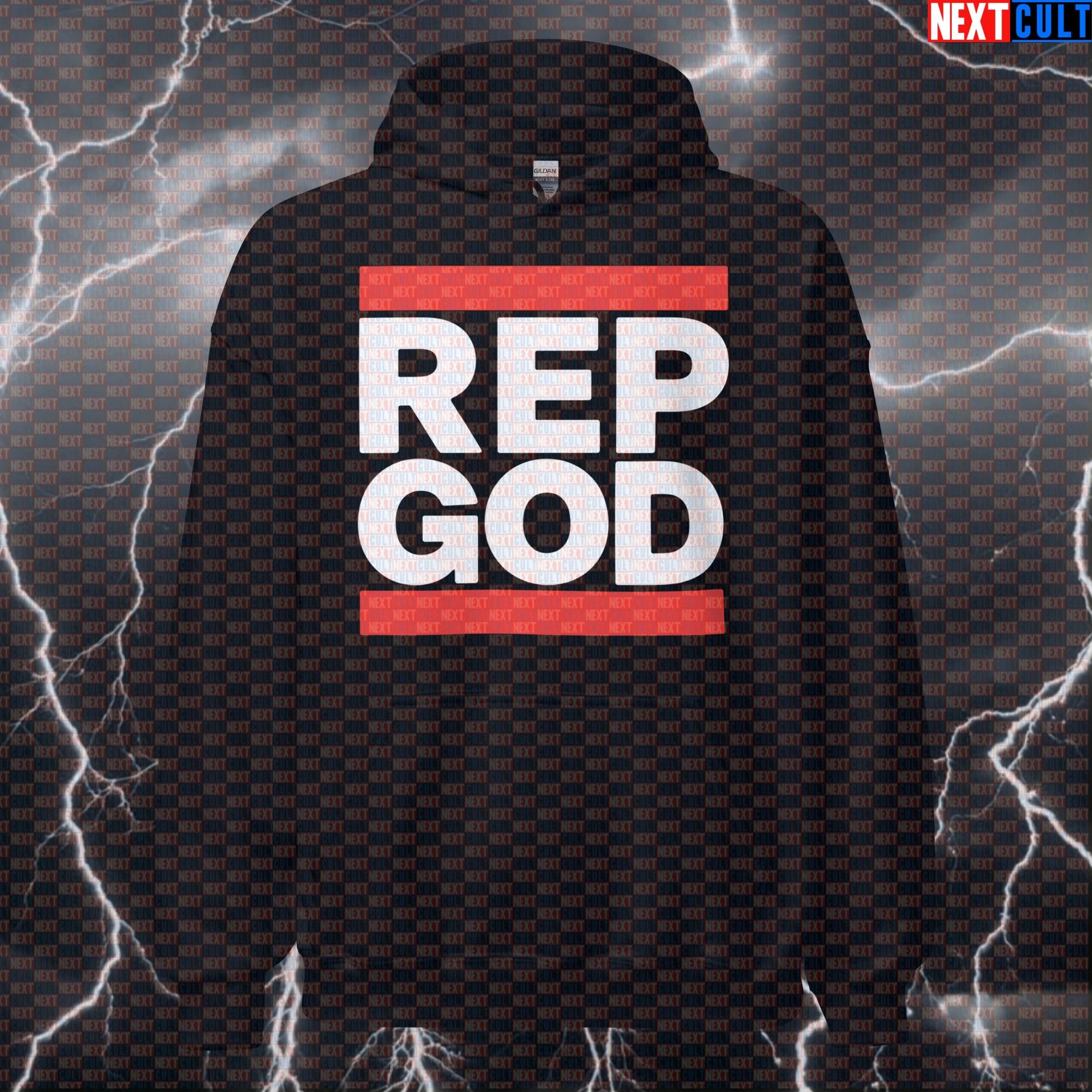 Rep God Funny Gym Hoodie | Hip Hop Workout Pullover for Bodybuilding & Powerlifting Hoodies Bodybuilding Eminem Fitness Gym Hip Hop Powerlifting Pump Cover Workout Next Cult Brand