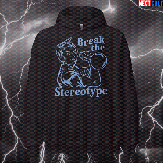 Feminist Gym Hoodie For Strong Women | Break The Stereotype Funny Workout Hoodie & Kettlebell Pullover Hoodies Fitness Gym Kettlebell Pump Cover Workout Next Cult Brand