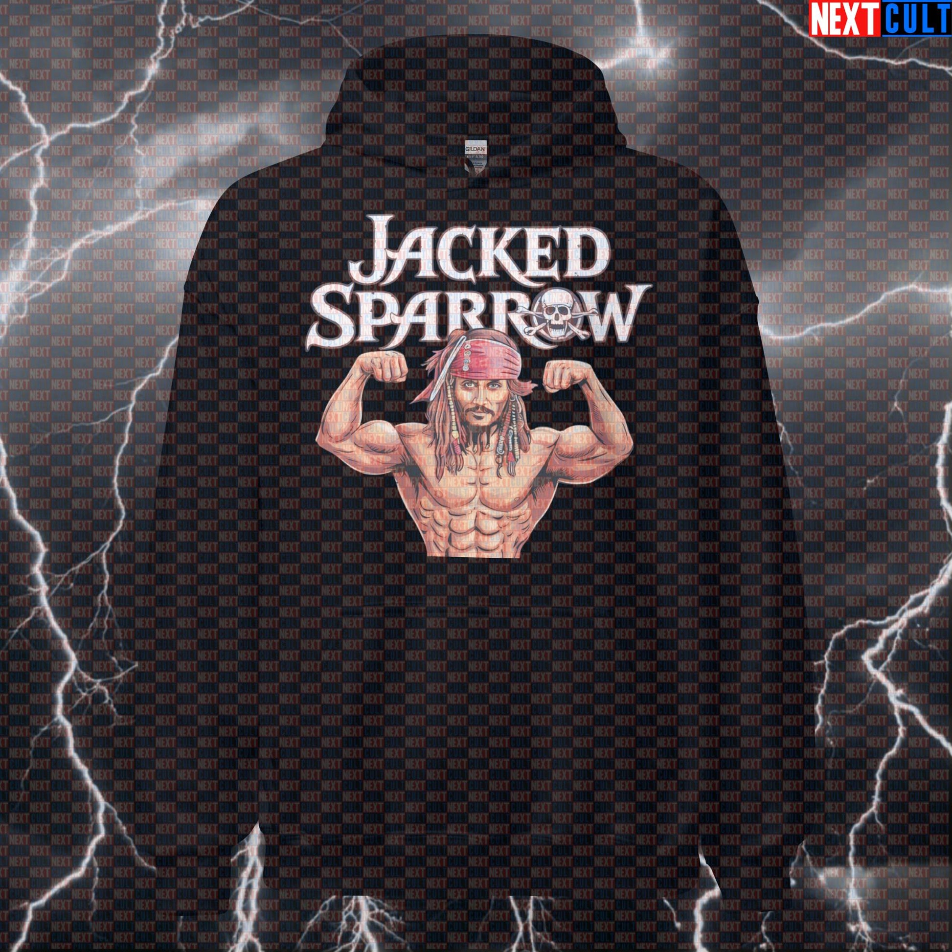Jacked Sparrow Gym Hoodie | Funny Pirate Workout Hoodie For Lifters & Bodybuilding Fans | Hooded Sweatshirt Hoodies Bodybuilding Films Fitness Gym Pirates of the Caribbean Pump Cover Workout Next Cult Brand