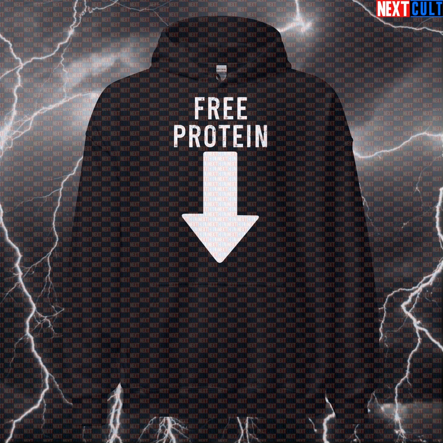 Free Protein Gym Hoodie | Sarcastic Workout Hoodie For Bodybuilding & Fitness Memes | Hooded Pullover Hoodies Bodybuilding Fitness Gym Pump Cover Workout Next Cult Brand