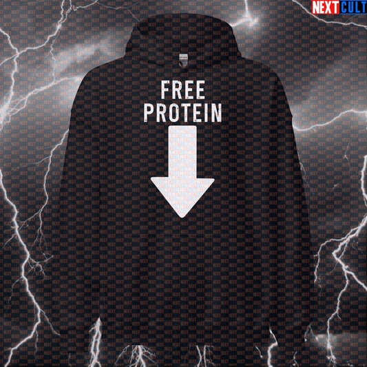Free Protein Gym Hoodie | Sarcastic Workout Hoodie For Bodybuilding & Fitness Memes | Hooded Pullover Hoodies Bodybuilding Fitness Gym Pump Cover Workout Next Cult Brand