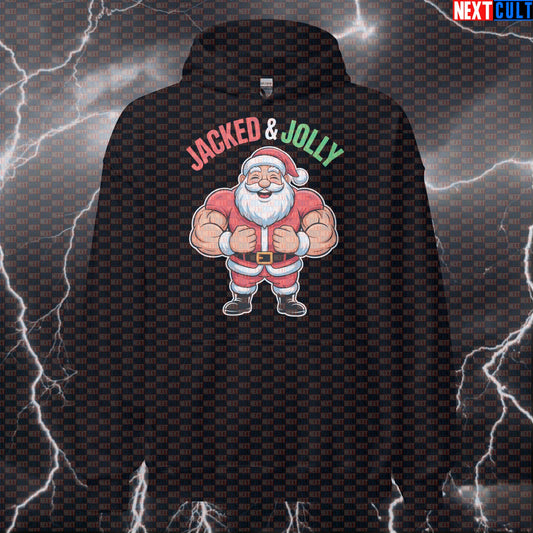 Swole Santa Christmas Gym Hoodie | Funny Jacked Jolly Workout Hoodie For Lifters | Holiday Pump Cover Bodybuilding Christmas Fitness Gym Pump Cover Workout Next Cult Brand