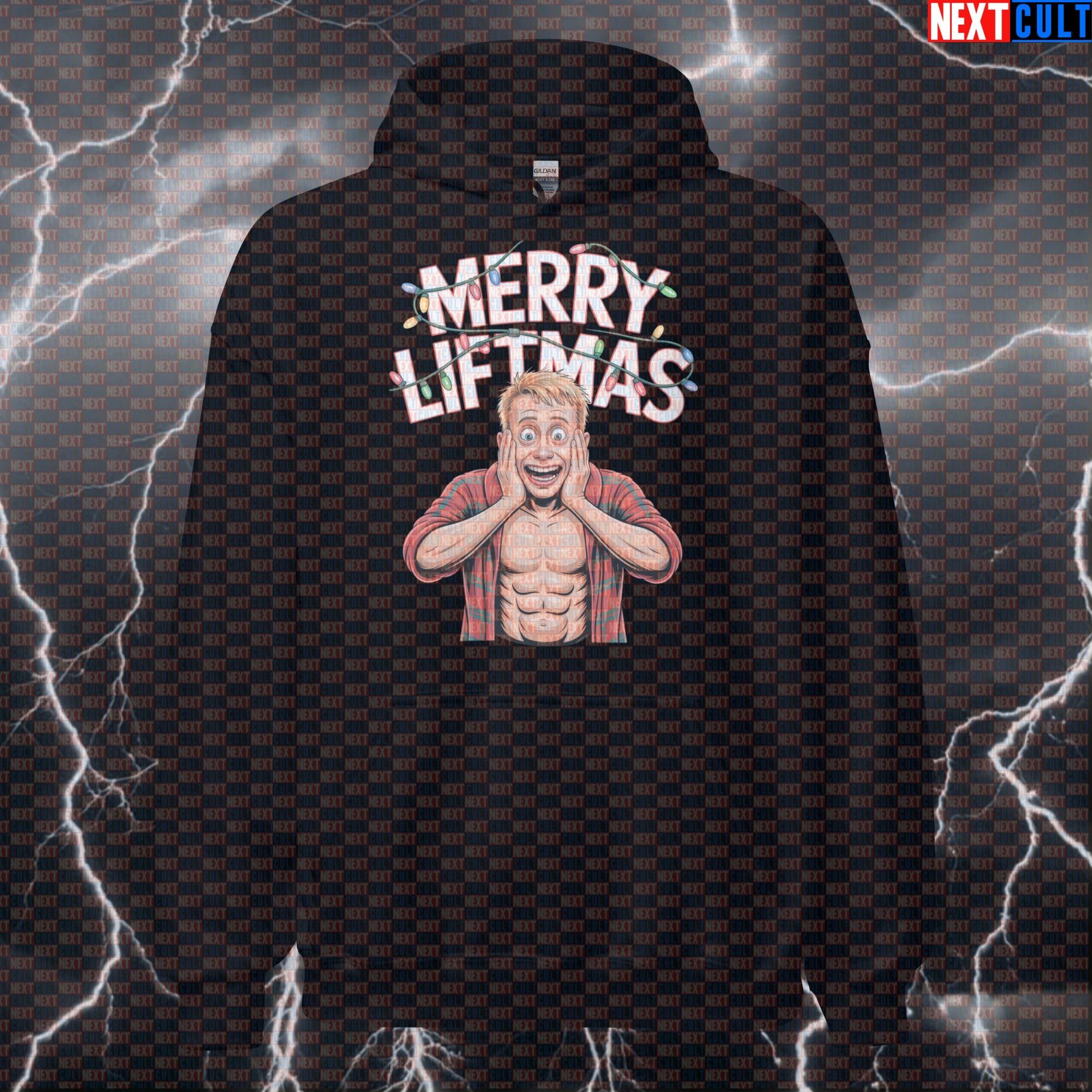 Merry Liftmas Gym Hoodie | Gym Alone Funny Workout Hoodie | Christmas Fitness Meme Pullover Bodybuilding Christmas Films Fitness Gym Pump Cover Workout Next Cult Brand