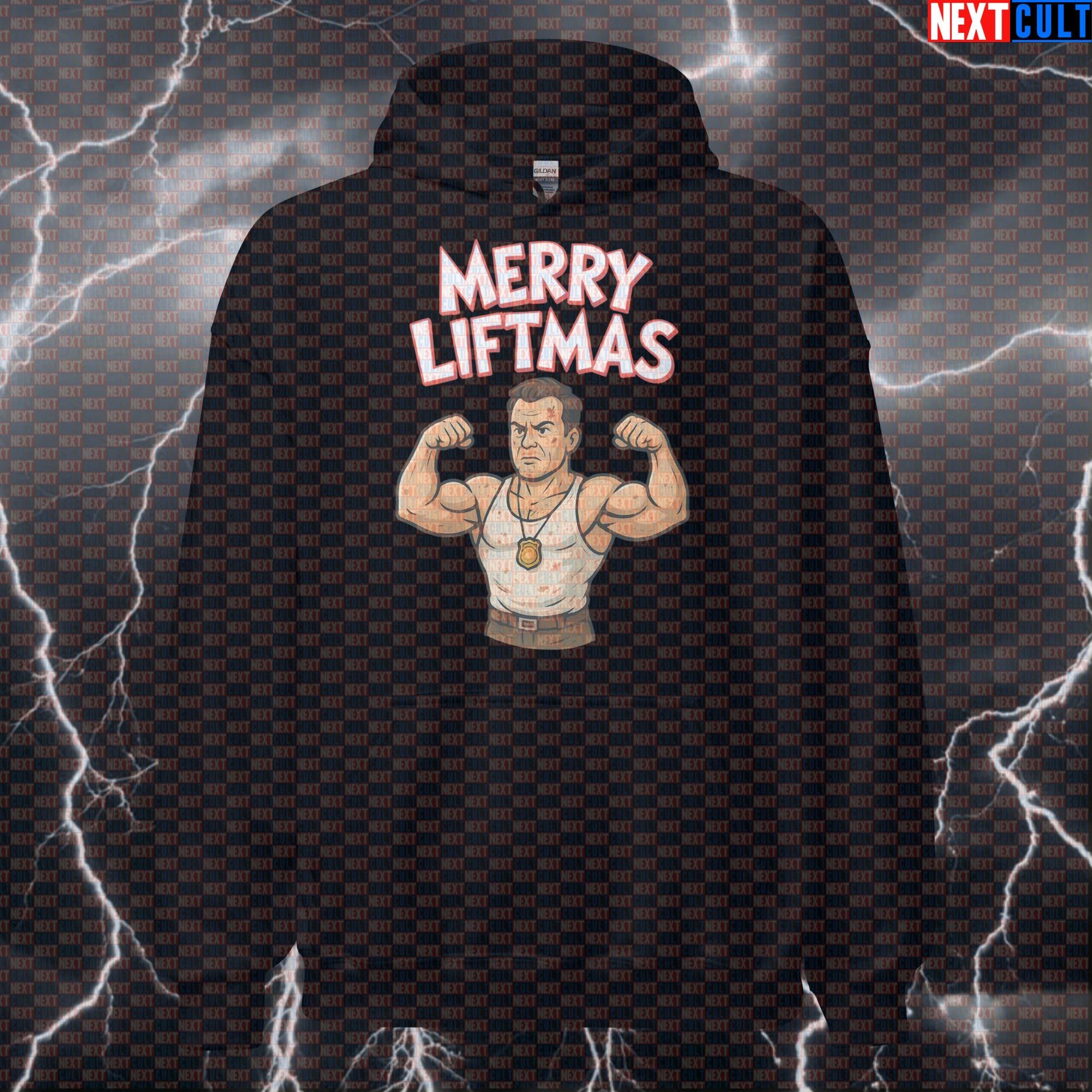Merry Liftmas Funny Gym Hoodie | Die Hard Workout Pullover For Bodybuilding Gains Bodybuilding Christmas Films Fitness Gym Powerlifting Pump Cover Workout Next Cult Brand
