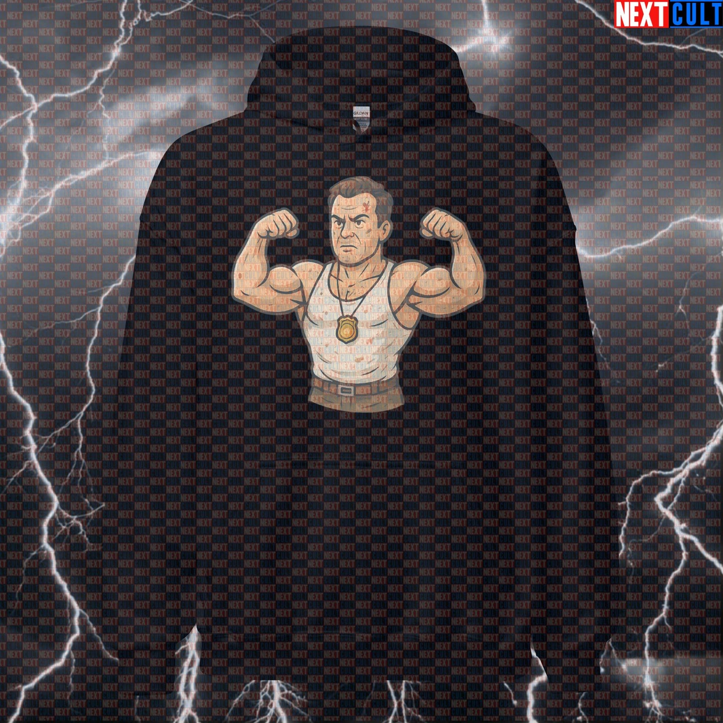 Die Hard Lift Harder Gym Hoodie | Funny Workout Hoodie for Powerlifting Bodybuilding Christmas Films Fitness Gym Powerlifting Pump Cover Workout Next Cult Brand