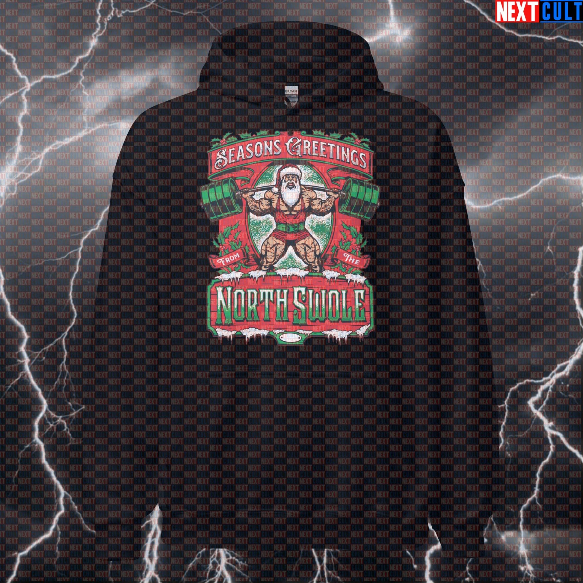 Funny Christmas Gym Hoodie - Santa Claus Workout Hooded Sweatshirt Pump Cover Pullover Hoodies Bodybuilding Christmas Fitness Gym Leg Day Powerlifting Pump Cover Workout Next Cult Brand