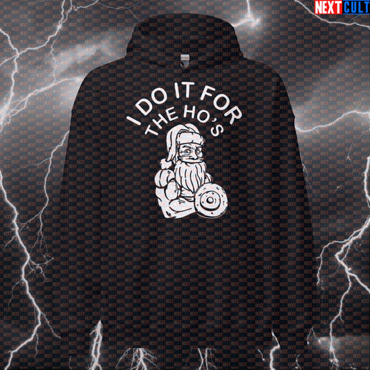 Funny Christmas Gym Meme Hoodie - I Do It For The Hos Hooded Sweatshirt For Santa Bros Hoodies Bodybuilding Christmas Fitness Gym Pump Cover Workout Next Cult Brand