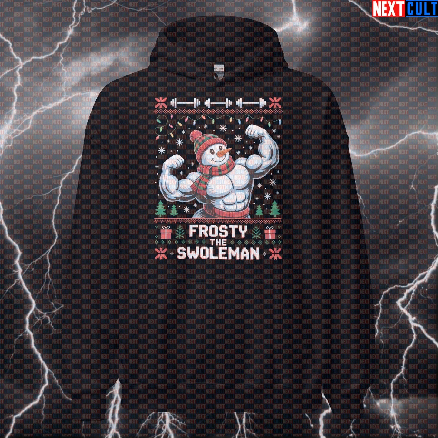 Frosty The Swoleman Funny Christmas Gym Hoodie - Festive Bodybuilding Workout Hooded Sweatshirt Hoodies Bodybuilding Christmas Fitness Gym Pump Cover Workout Next Cult Brand