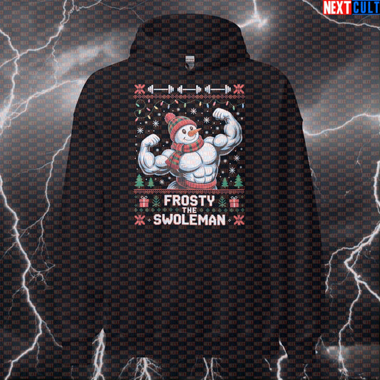 Frosty The Swoleman Funny Christmas Gym Hoodie - Festive Bodybuilding Workout Hooded Sweatshirt Hoodies Bodybuilding Christmas Fitness Gym Pump Cover Workout Next Cult Brand