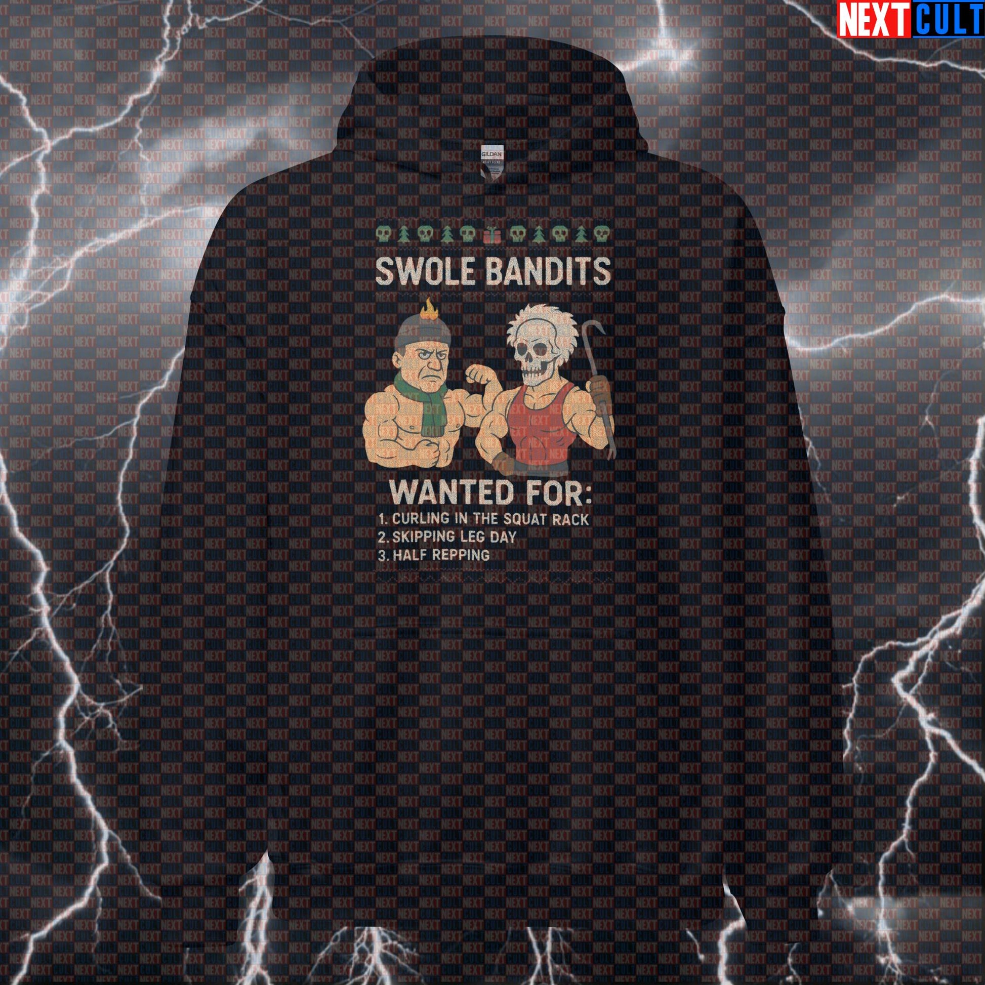 Swole Bandits Home Alone Gym Hoodie | Funny Christmas Fitmas Workout Hoodie | Festive Pump Cover Hoodies Bodybuilding Christmas Films Fitness Gym Powerlifting Pump Cover Workout Next Cult Brand
