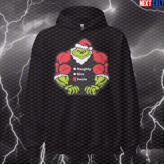 Swole Grinch Christmas Gym Hoodie | Funny Liftmas Fitness Meme Workout Hoodie | Grinch Pump Cover Pullover Hoodies Bodybuilding Christmas Films Fitness Gym Pump Cover Workout Next Cult Brand