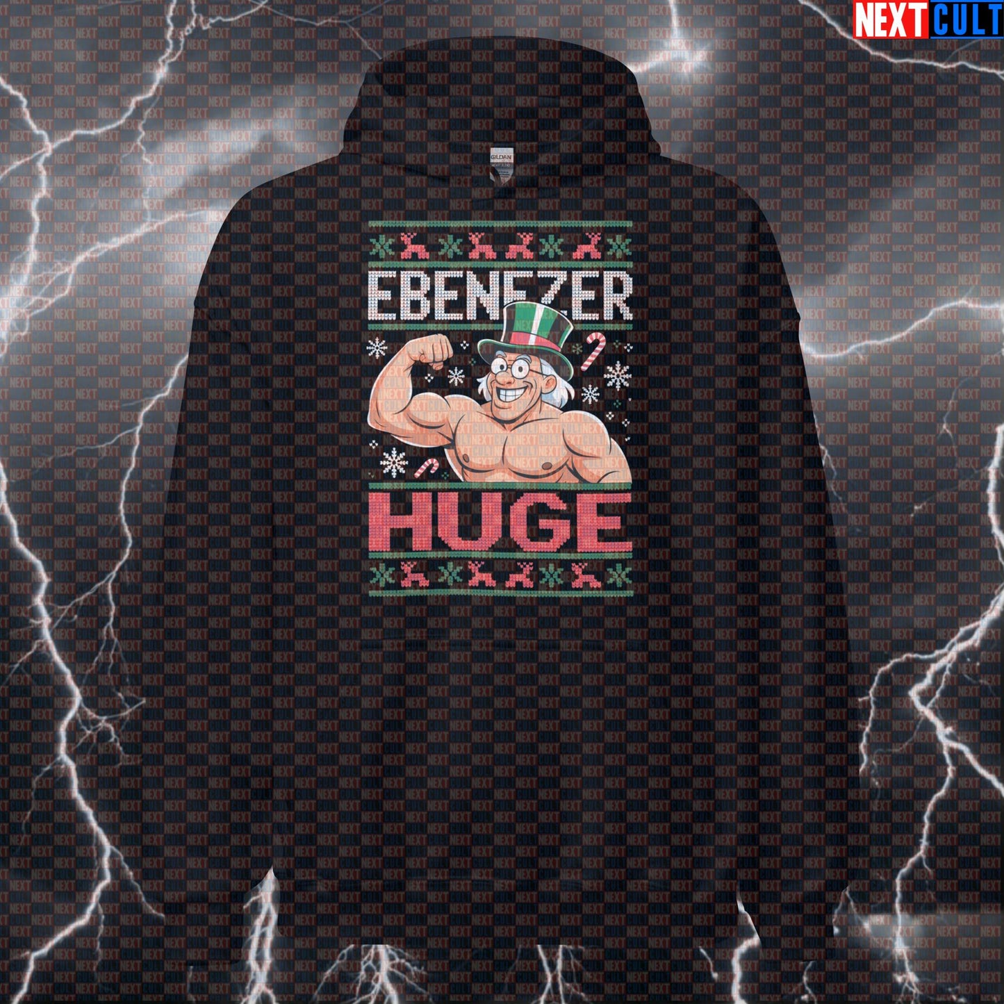 Ebenezer Huge Gym Hoodie | Funny Liftmas Carol Workout Hoodie | Fitness Meme Hooded Sweatshirt Hoodies Bodybuilding Christmas Films Fitness Gym Pump Cover Workout Next Cult Brand