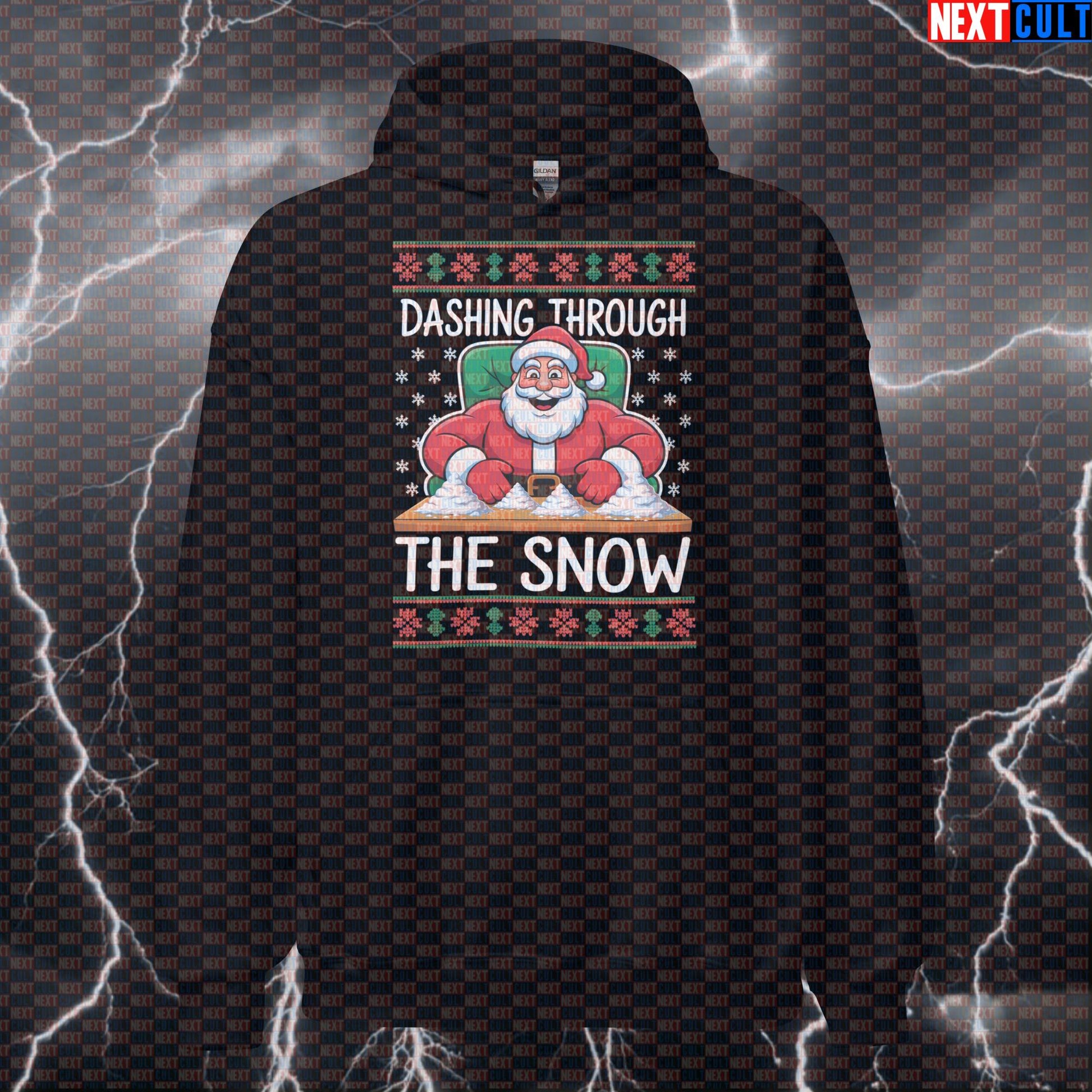 Dashing Through The Snow Gym Hoodie | Sniffing Creatine Meme Workout Hoodie | Edgy Liftmas Pullover Hoodies Bodybuilding Christmas Fitness Gym Pump Cover Workout Next Cult Brand