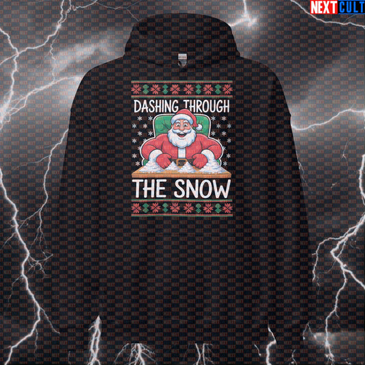 Dashing Through The Snow Gym Hoodie | Sniffing Creatine Meme Workout Hoodie | Edgy Liftmas Pullover Hoodies Bodybuilding Christmas Fitness Gym Pump Cover Workout Next Cult Brand