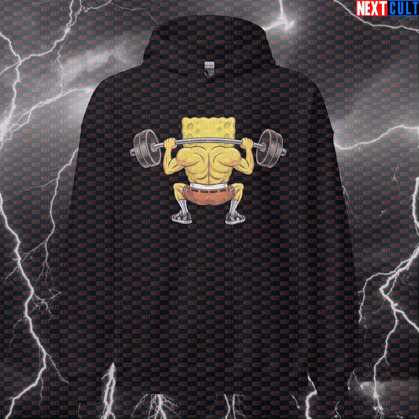 Swolebob Squatpants Gym Hoodie | Funny SpongeBob Meme Workout Hoodie For Squats & Leg Day Gains Bodybuilding Fitness Gym Leg Day Powerlifting Pump Cover SpongeBob TV Workout Next Cult Brand
