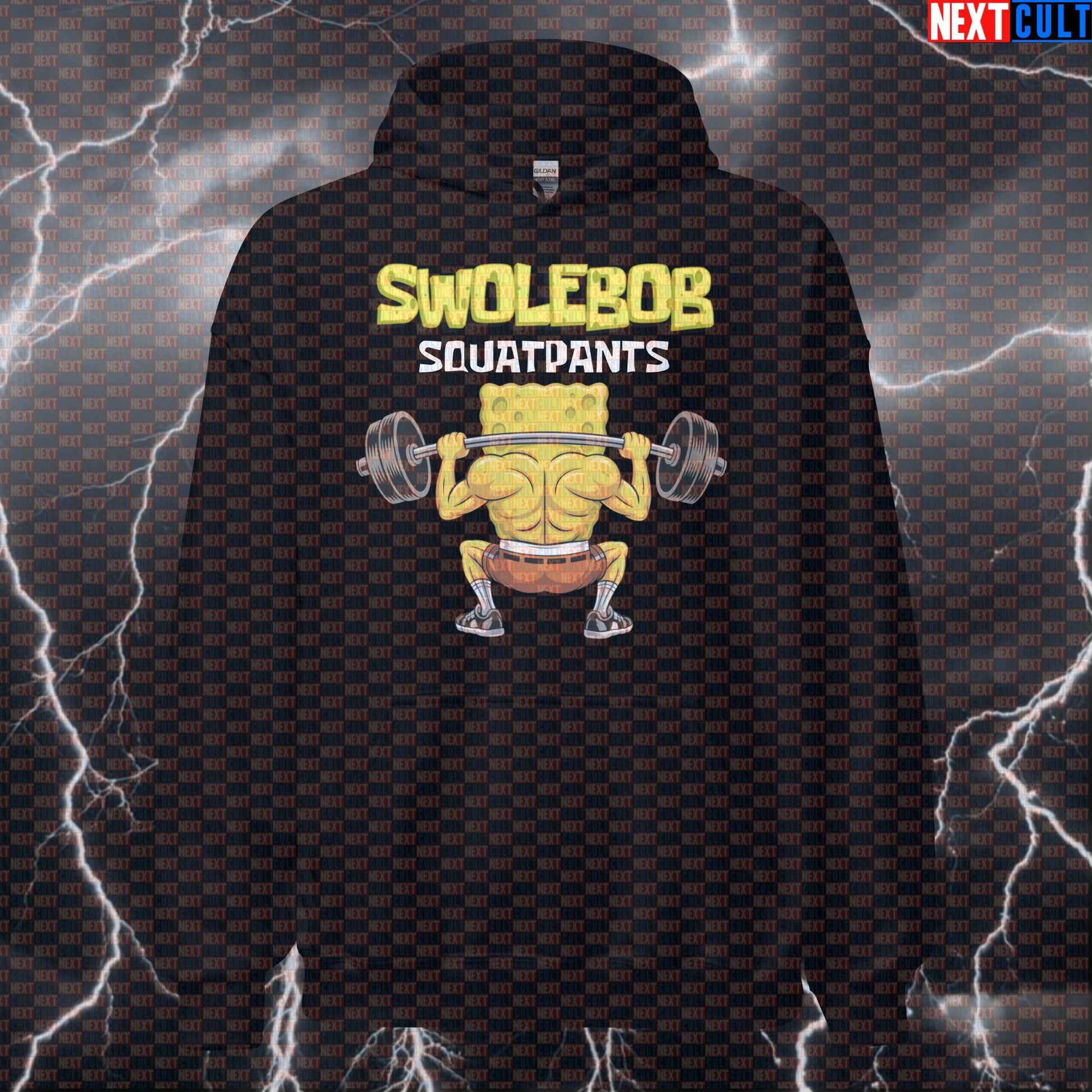 Swolebob Squatpants Gym Hoodie | Funny SpongeBob Leg Day Meme Workout Hoodie | Pullover Pump Cover Bodybuilding Fitness Gym Leg Day Powerlifting Pump Cover SpongeBob TV Workout Next Cult Brand