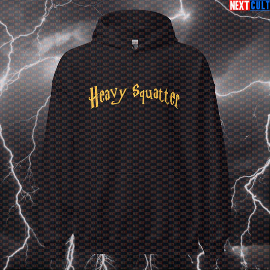 Heavy Squatter Gym Wizards Hoodie | Funny Harry Potter Workout Hoodie | Leg Day Meme Pullover Bodybuilding Books Films Fitness Gym Harry Potter Leg Day Powerlifting Pump Cover Workout Next Cult Brand