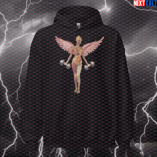 Lifting Angel Funny Gym Hoodie | Nirvana In Utero Parody Pullover For Lifters Bodybuilding Fitness Gym Nirvana Pump Cover Rock Music Workout Next Cult Brand