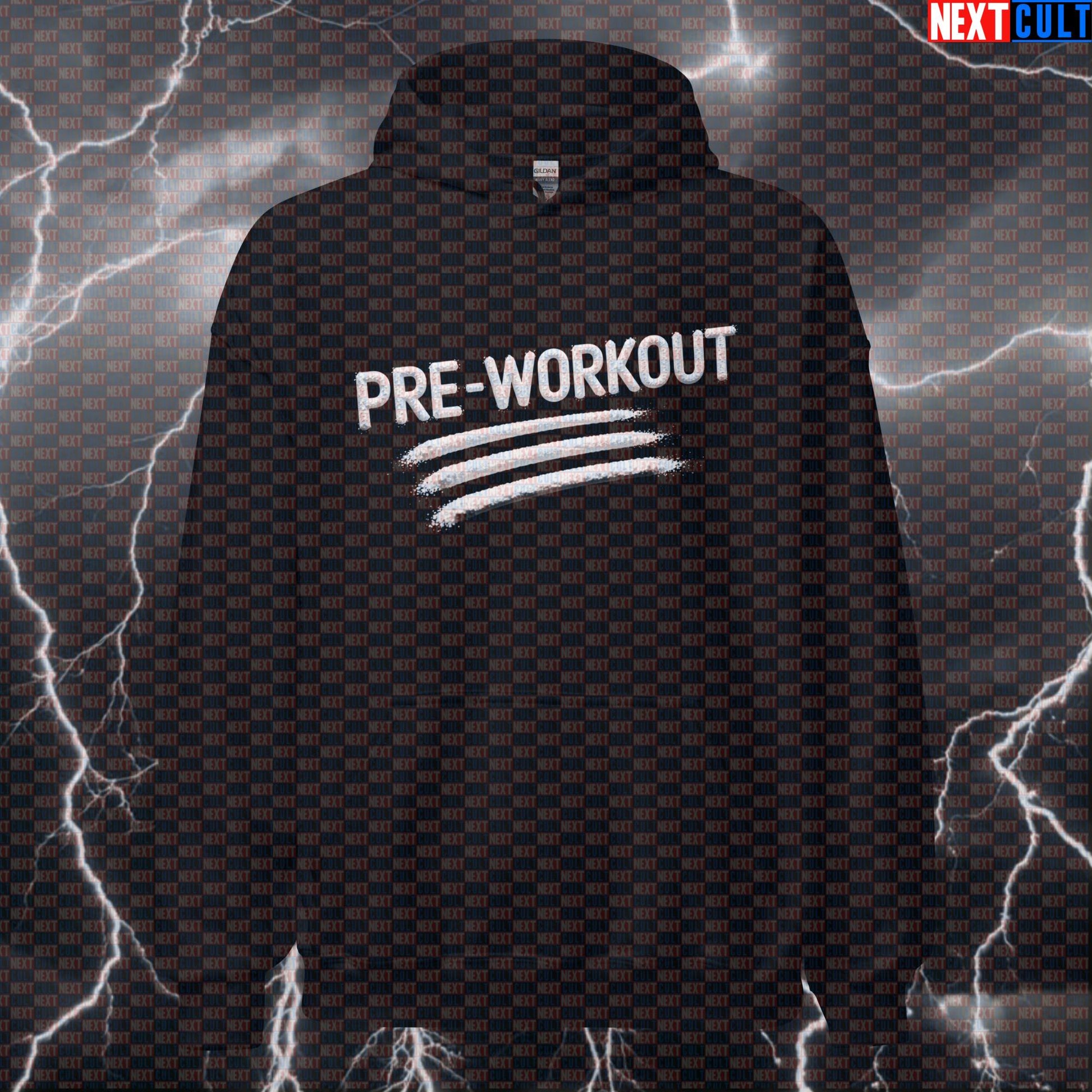 Pre Workout Gym Hoodie | Funny Sniff The Powder Workout Hoodie | Gym Meme Hooded Sweatshirt Bodybuilding Fitness Gym Powerlifting Pump Cover Workout Next Cult Brand