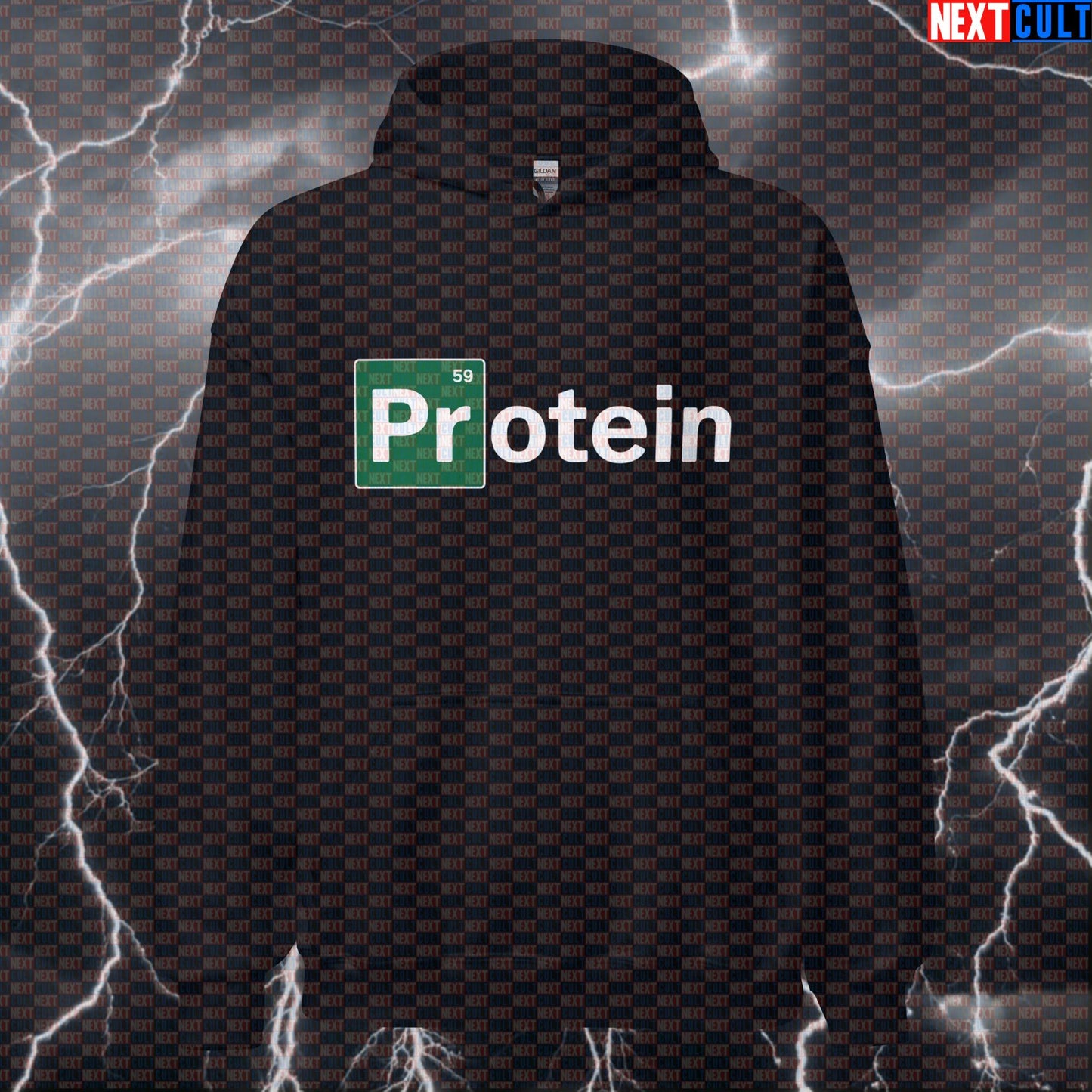Protein Addict Gym Hoodie | Breaking Bad Meme Workout Hoodie | Say My Name Heisenberg Pullover Bodybuilding Breaking Bad Fitness Gym Pump Cover TV Workout Next Cult Brand
