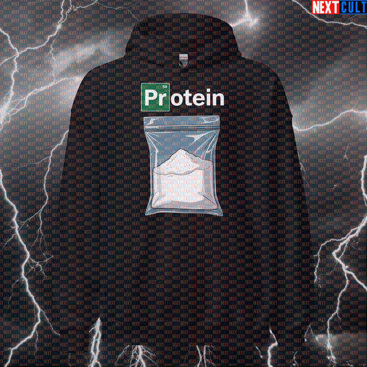 Protein Addict Gym Hoodie | Breaking Bad Parody Workout Hoodie | My Protein Powder Pullover Top Bodybuilding Breaking Bad Fitness Gym Pump Cover TV Workout Next Cult Brand