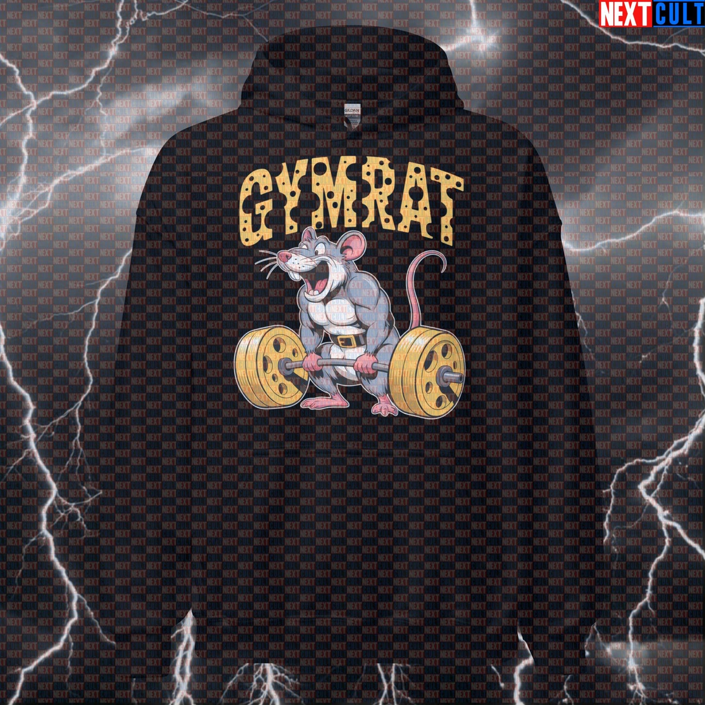 Gym Rat Cheese Barbell Hoodie | Funny Workout Hoodie For Lifters & Bodybuilding Meme Lovers | Pump Cover Bodybuilding Fitness Gym Gymrat Leg Day Powerlifting Pump Cover Workout Next Cult Brand