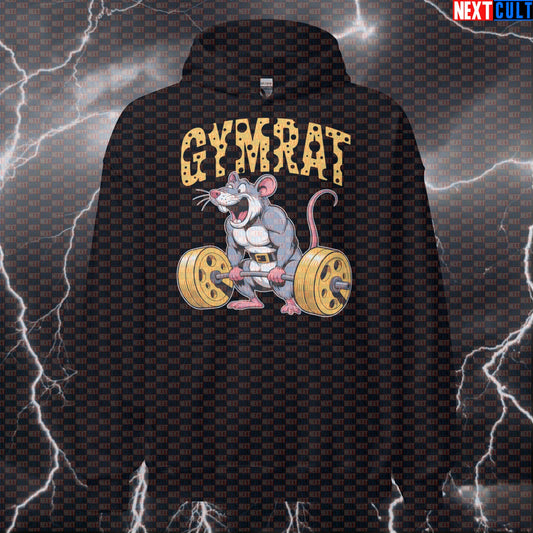 Gym Rat Cheese Barbell Hoodie | Funny Workout Hoodie For Lifters & Bodybuilding Meme Lovers | Pump Cover Bodybuilding Fitness Gym Gymrat Leg Day Powerlifting Pump Cover Workout Next Cult Brand