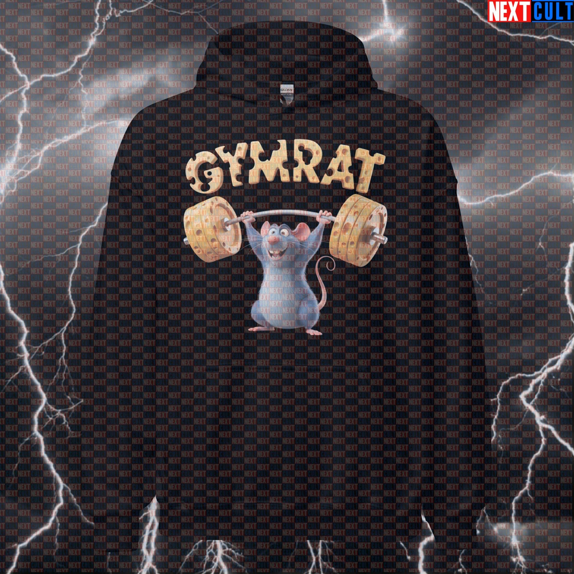Gym Rat Hoodie | Funny Ratatouille Meme Workout Hoodie For Lifters | Cheese Barbell Pump Cover Hoodies Bodybuilding Films Fitness Gym Gymrat Powerlifting Pump Cover Workout Next Cult Brand