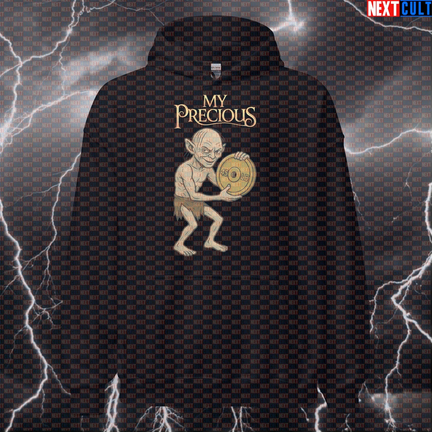 Lord of the Weights Gym Hoodie | My Precious Funny Workout Pullover For Powerlifting Hoodies Bodybuilding Films Fitness Gym Lord of the Rings Powerlifting Pump Cover Workout Next Cult Brand