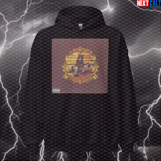 Gym Dropout Bear Hooded Sweatshirt | Kanye Lifting Parody Funny Workout Hoodie For Gymbros Hoodies Bodybuilding Fitness Gym Hip Hop Kanye West Pump Cover Workout Next Cult Brand