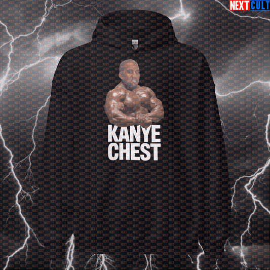 Kanye Chest Funny Gym Hoodie | Bodybuilding Rap Parody Pullover | Chest Day Hooded Sweatshirt Hoodies Bodybuilding Fitness Gym Hip Hop Kanye West Pump Cover Workout Next Cult Brand