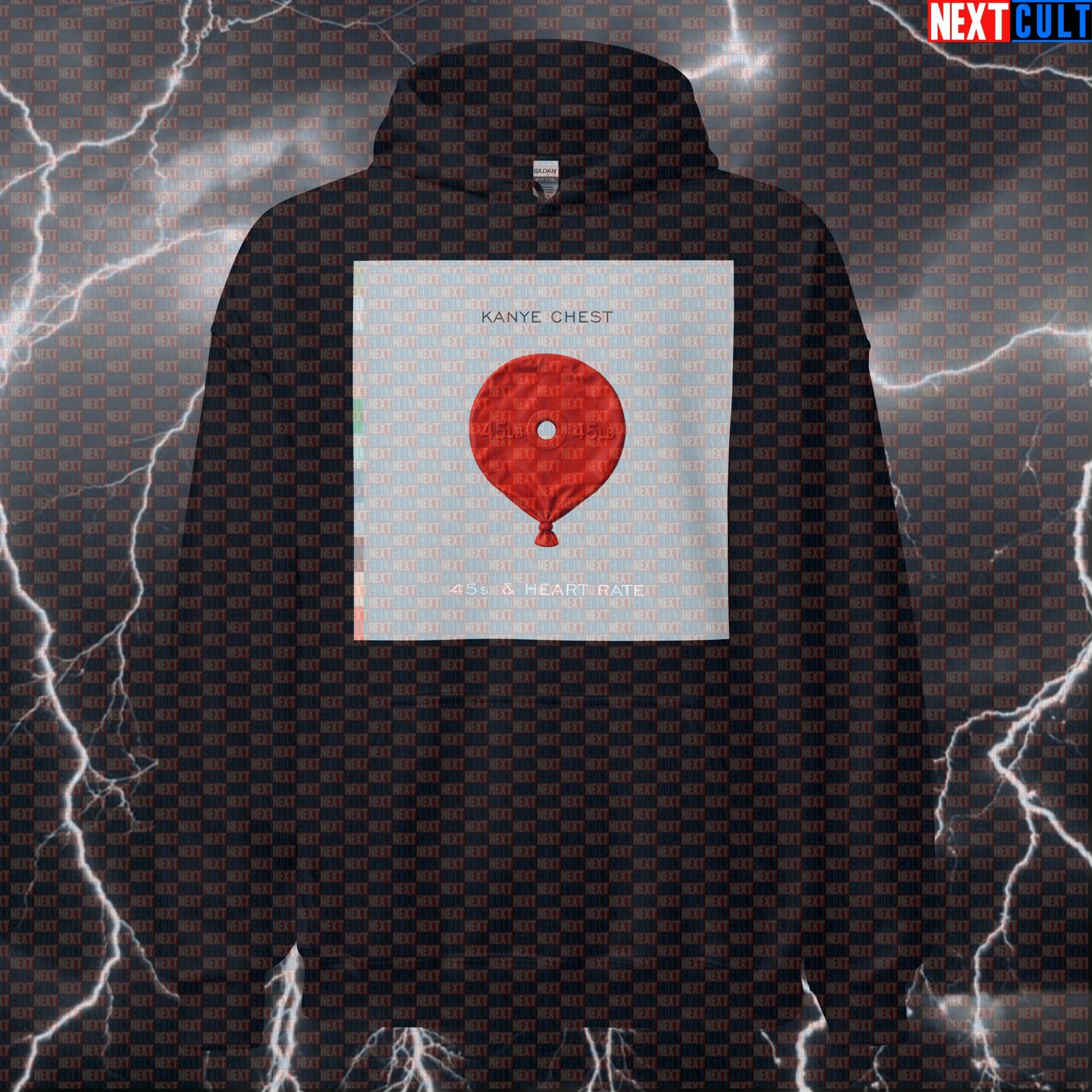 Kanye 45lb Plate Balloon Hoodie | 45s & Heart Rate Funny Gym Pullover Hoodies Bodybuilding Fitness Gym Hip Hop Kanye West Powerlifting Pump Cover Workout Next Cult Brand