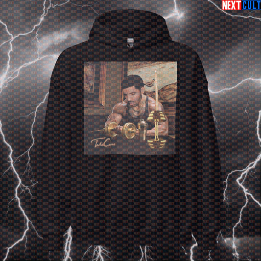 Swole Drake Take Care Funny Gym Hoodie | Bodybuilding Meme Hooded Sweatshirt | Rap Parody Top Hoodies Bodybuilding Drake Fitness Gym Hip Hop Powerlifting Pump Cover Workout Next Cult Brand