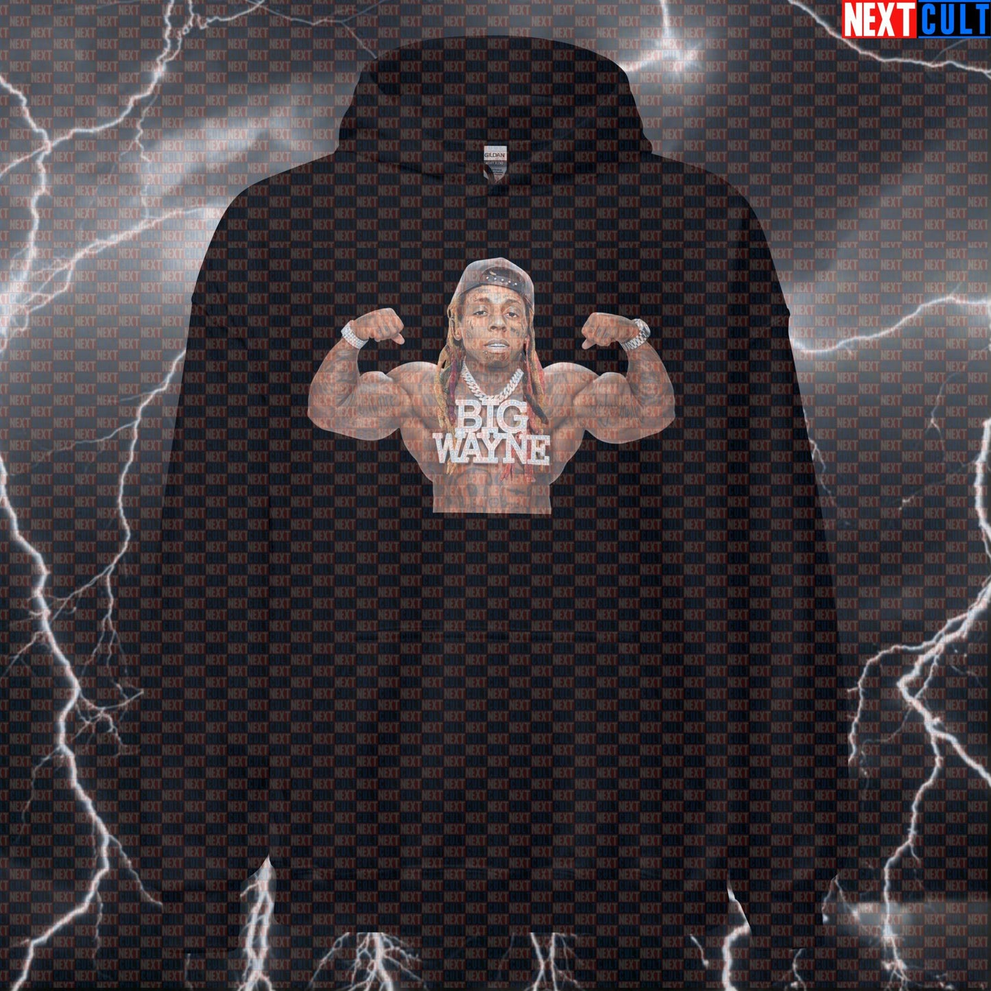 Big Wayne Lifting Gains Funny Gym Hoodie | Swole Weezy Hip Hop Parody Pullover Hoodies Bodybuilding Fitness Gym Hip Hop Lil Wayne Pump Cover Workout Next Cult Brand