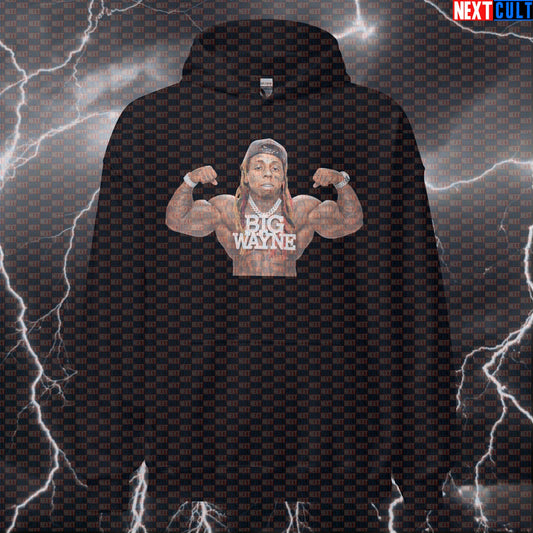 Big Wayne Lifting Gains Funny Gym Hoodie | Swole Weezy Hip Hop Parody Pullover Hoodies Bodybuilding Fitness Gym Hip Hop Lil Wayne Pump Cover Workout Next Cult Brand