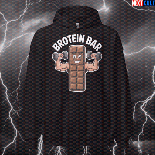 Brotein Bar Gym Hoodie | Funny Protein Bar Meme Workout Hoodie For Gym Bros & Lifters Bodybuilding Fast Food Fitness Gym Pump Cover Workout Next Cult Brand
