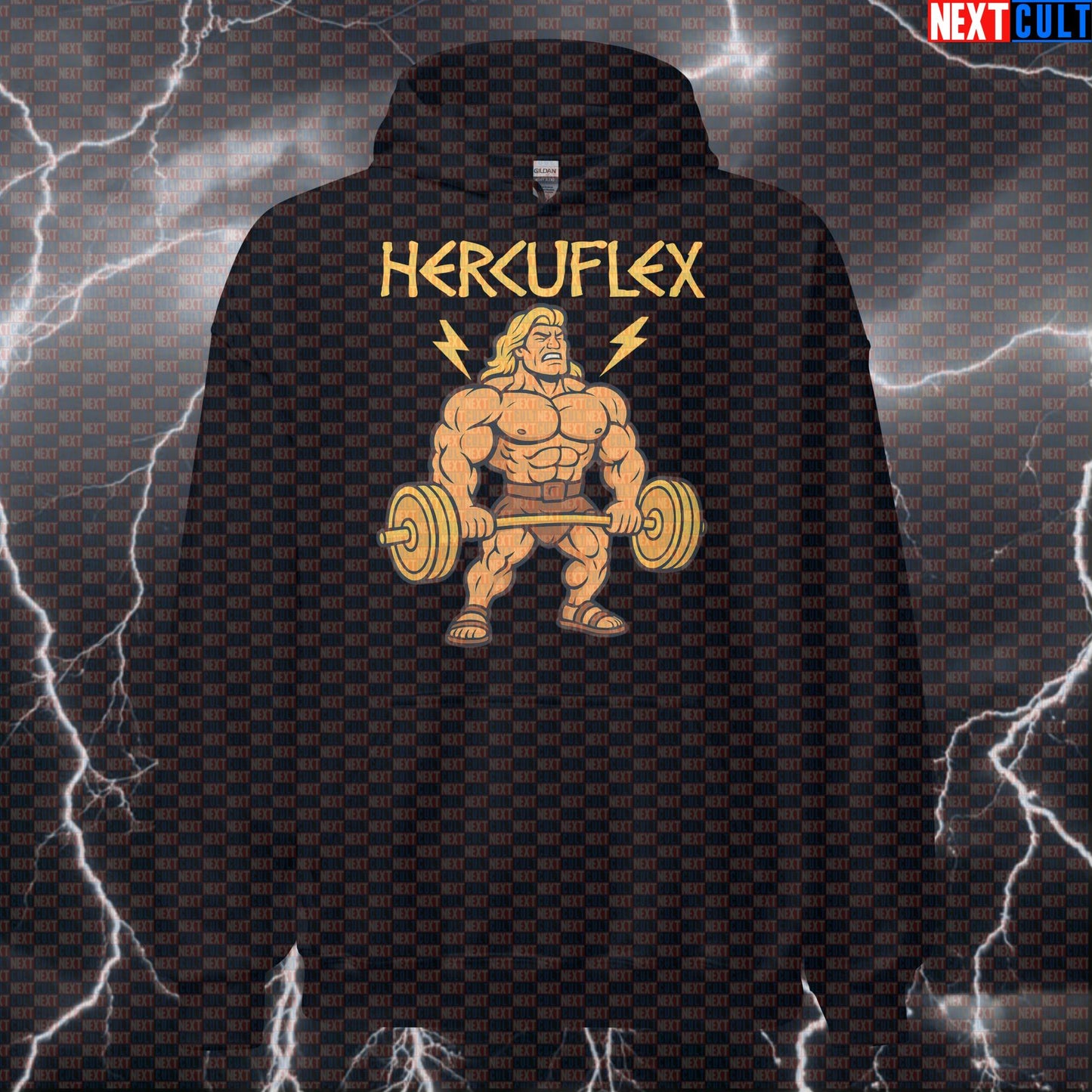 Hercuflex Legendary Lift Hoodie | Funny Greek God Gymbro Workout Pullover Ancient Greece Bodybuilding Films Fitness Gym Powerlifting Pump Cover Workout Next Cult Brand