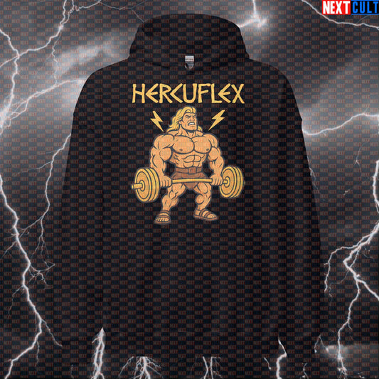 Hercuflex Legendary Lift Hoodie | Funny Greek God Gymbro Workout Pullover Ancient Greece Bodybuilding Films Fitness Gym Powerlifting Pump Cover Workout Next Cult Brand