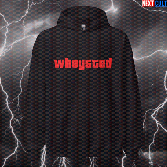 Wheysted Gym Hoodie | Funny GTA Parody Workout Hoodie For Lifters | Whey Protein Pump Cover Pullover Bodybuilding Fitness Gym Pump Cover Video Games Workout Next Cult Brand