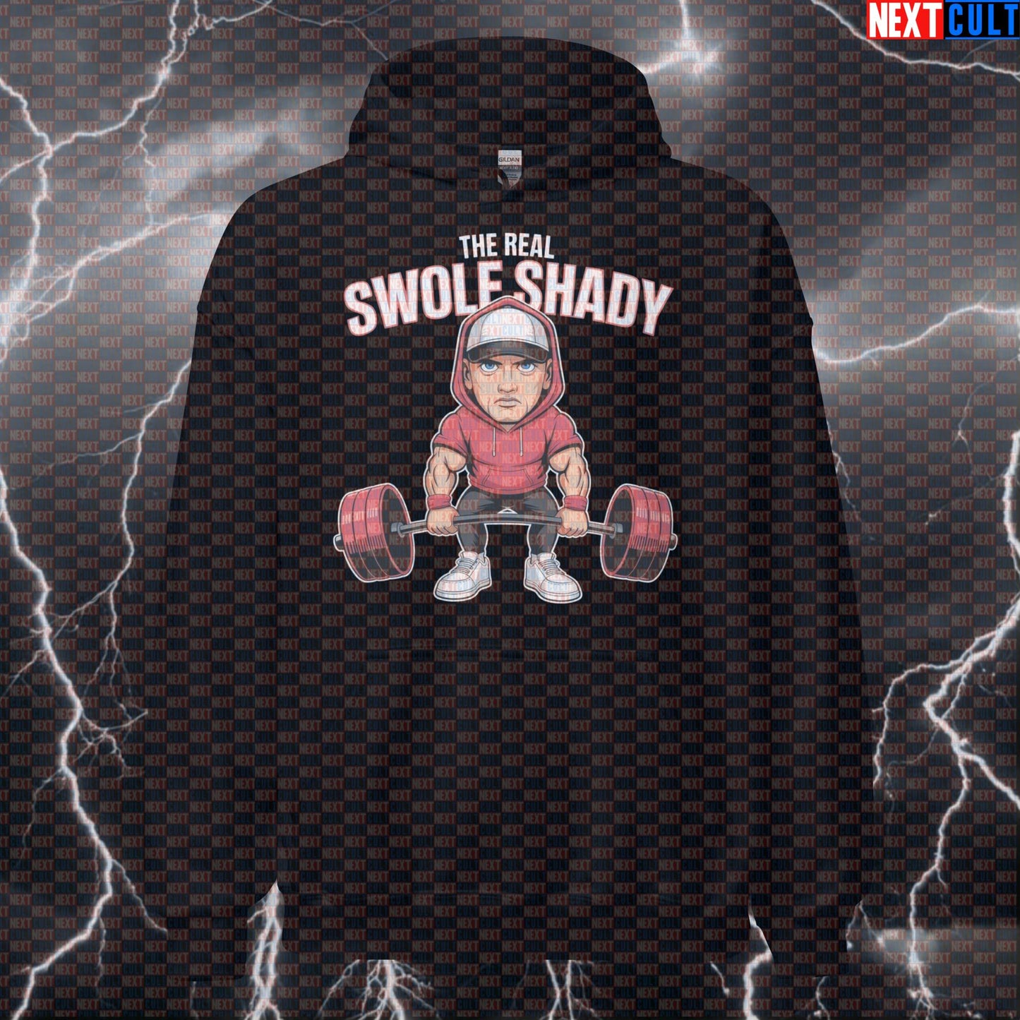 Swole Shady Gym Hoodie | Funny Rap Hip Hop Workout Hoodie | Slim Shady Pump Cover Pullover Bodybuilding Eminem Fitness Gym Hip Hop Powerlifting Pump Cover Workout Next Cult Brand