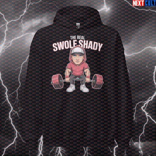 Swole Shady Gym Hoodie | Funny Rap Hip Hop Workout Hoodie | Slim Shady Pump Cover Pullover Bodybuilding Eminem Fitness Gym Hip Hop Powerlifting Pump Cover Workout Next Cult Brand