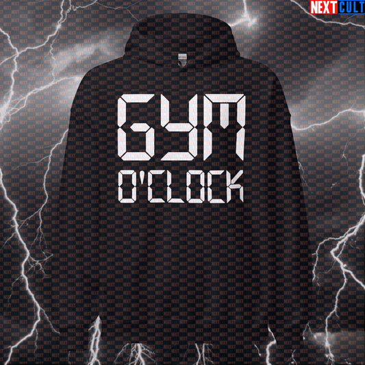Gym O'Clock Hoodie | Funny Workout Hoodie For Lifters & Fitness Meme Fans | Hooded Sweatshirt Pump Cover Bodybuilding Fitness Gym Powerlifting Pump Cover Workout Next Cult Brand