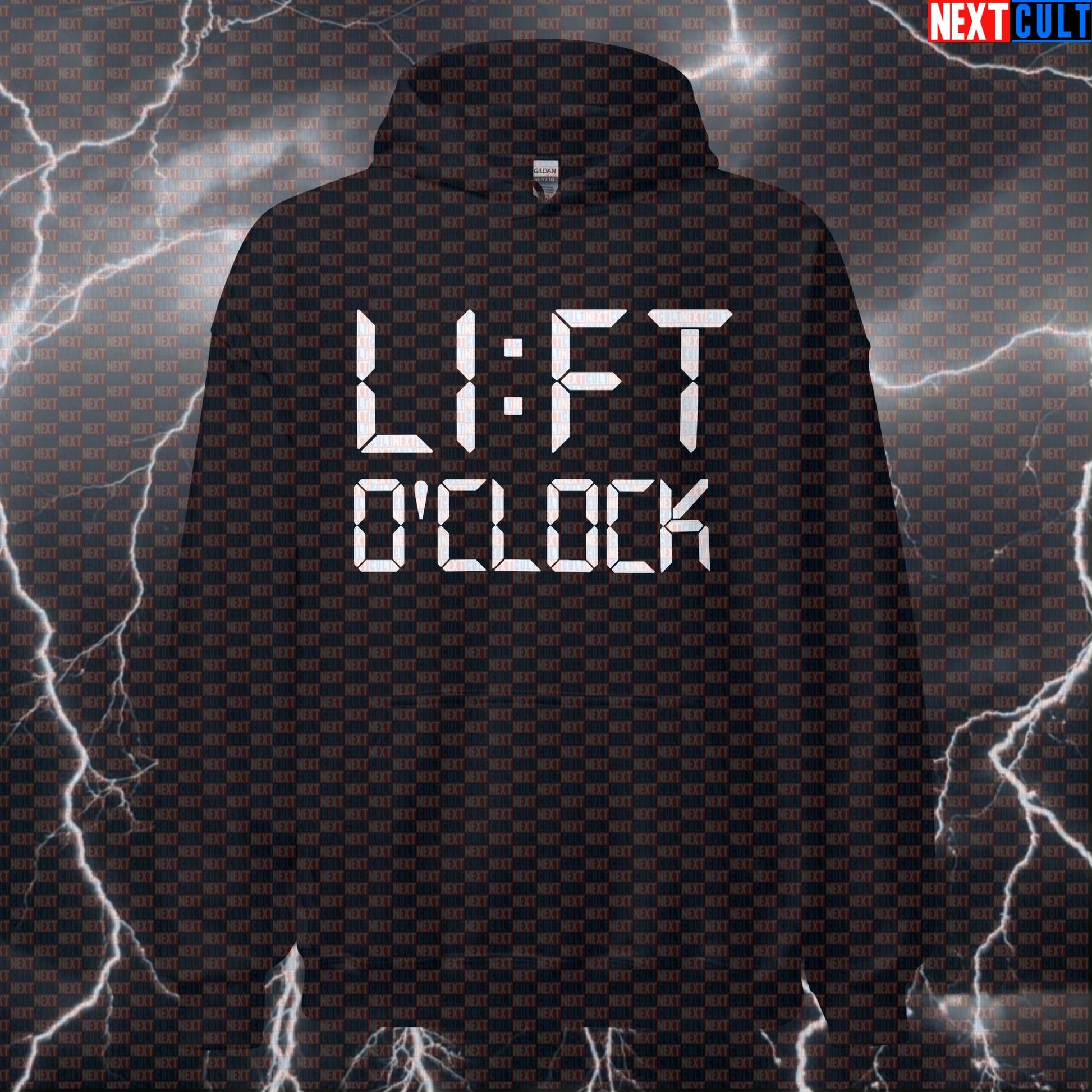 Lift O'Clock Gym Hoodie | Funny Workout Hoodie For Bodybuilding & Powerlifting | Gym Meme Pullover Bodybuilding Fitness Gym Powerlifting Pump Cover Workout Next Cult Brand